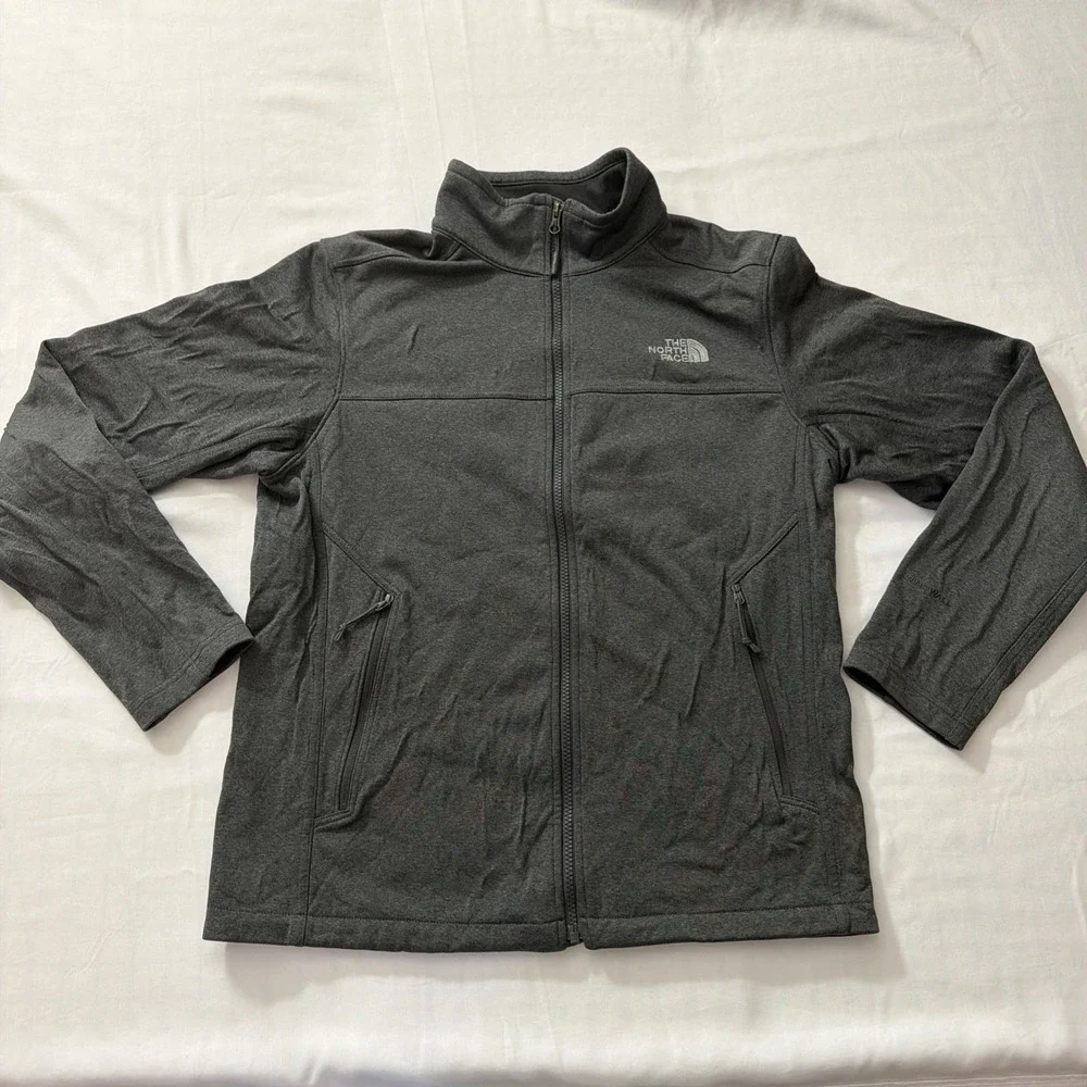 The North Face Windwall Jacket Gray Full Zip Softshell Coat Mens Sz Medium‎ Fit